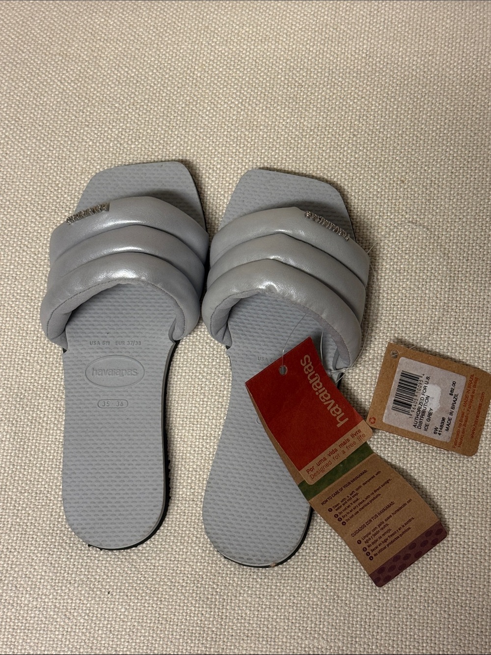 Havaianas Women's Metallic Light Gray Padded Slide Sandals